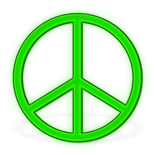 Peace Sign - Green LED Neon