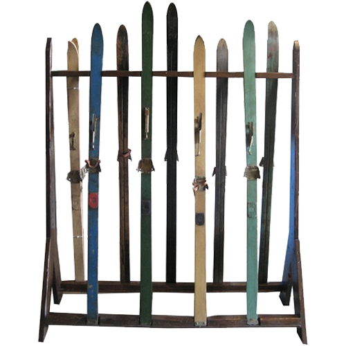 Ski Rack with Antique Skis