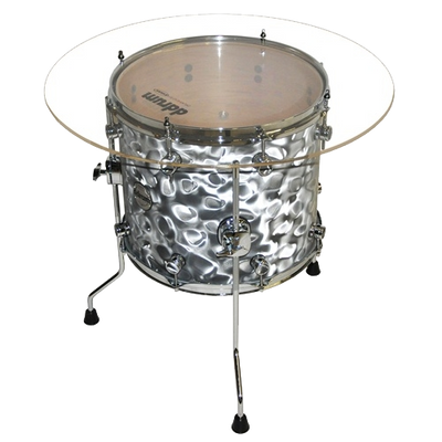 Drum End Table Silver