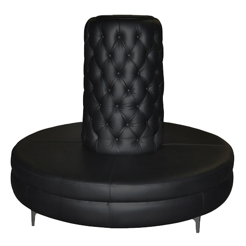 Black Leather Round Banquette