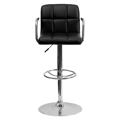 Black Leather Bar Stool with Arms