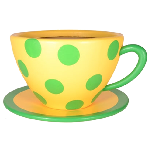 Oversized Teacup - Yellow/Green Polka Dop