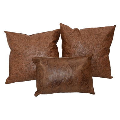 Cluster of (3) Tooled Leather Pillows