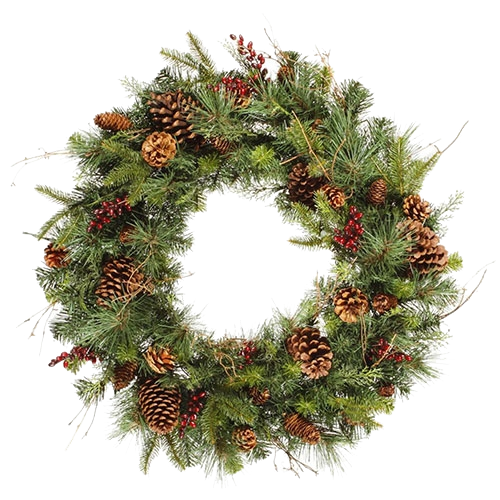 36" Wreath with Berries & Pinecones