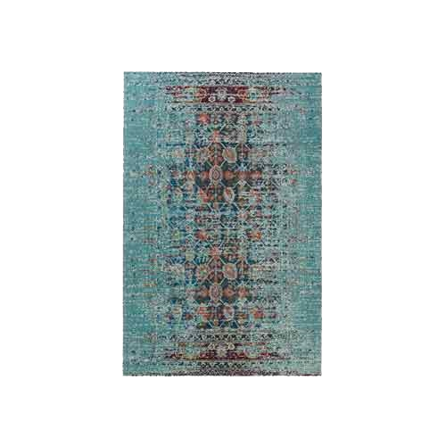 Distressed Oriental Blue Rug 5' x 7'