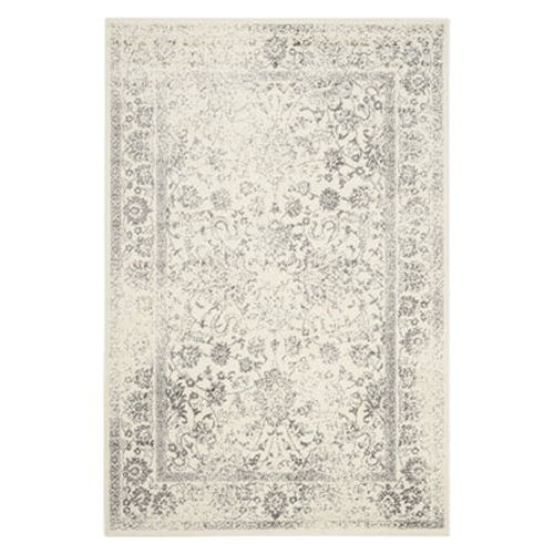 Distressed Floral Ivory Rug 5' x 7'