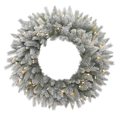 Frosted Sable Pine Wreath with Lights