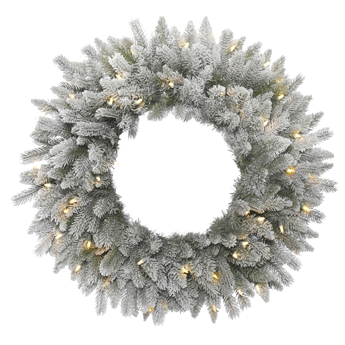 Frosted Sable Pine Wreath with Lights