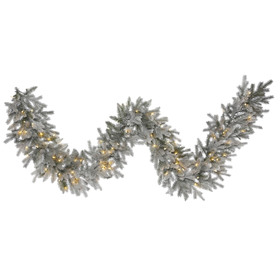 Frosted Sable Pine Garland with Lights
