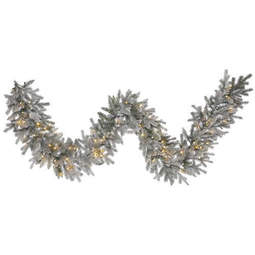 Frosted Sable Pine Garland with Lights