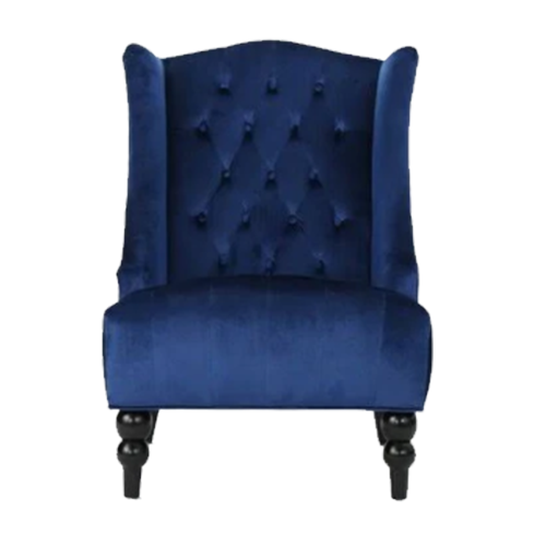 Blue Velvet Wingback Chair