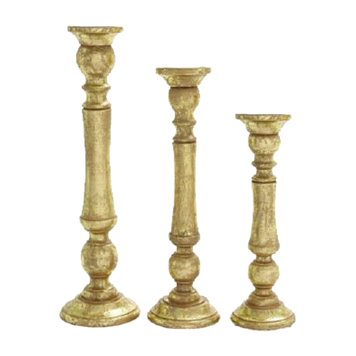 Gold Pillar Candle Stands - Set of (3)