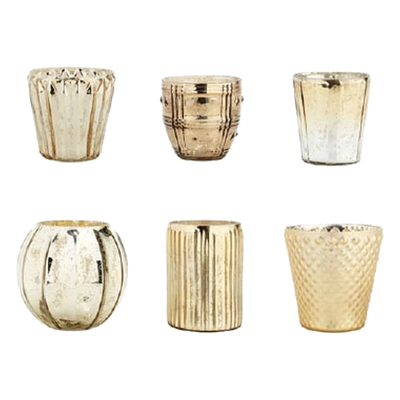 Gold Eclectic Votive Holders - Set of (6)