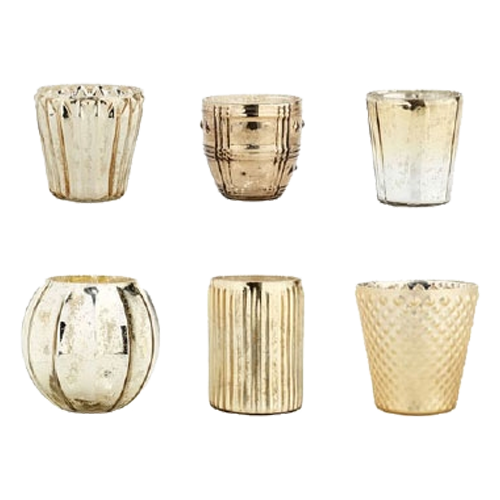 Gold Eclectic Votive Holders - Set of (6)