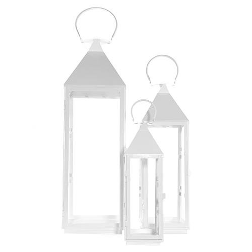 White Glassless Lantern Trio