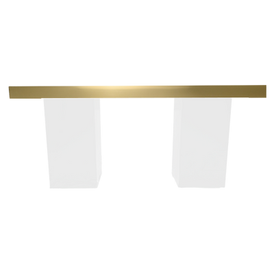 Gold Mirrored Column Table - White