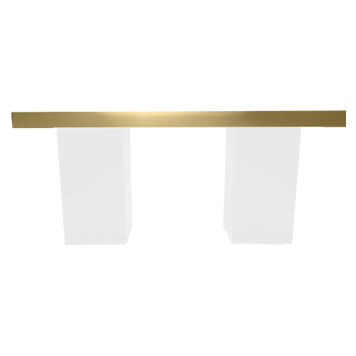 Gold Mirrored Column Table - White