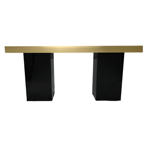 Gold Mirrored Column Table - Black