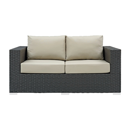 Chocolate Rattan Loveseat