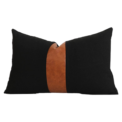 Black and Leather Lumbar Pillow