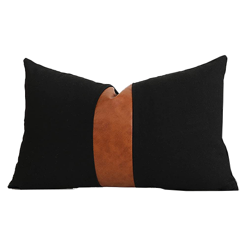 Black and Leather Lumbar Pillow
