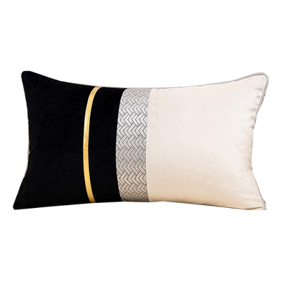 Black with Gold Stripe Lumbar Pillow