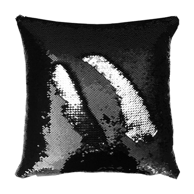 Black and Silver Mermaid Sequin Pillow