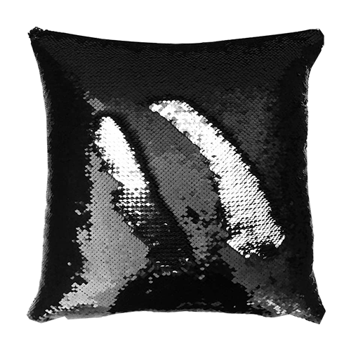 Black and Silver Mermaid Sequin Pillow