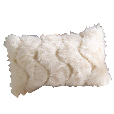 Beige Fur Lumbar Pillow
