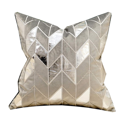 Silver Chevron Velvet Pillow
