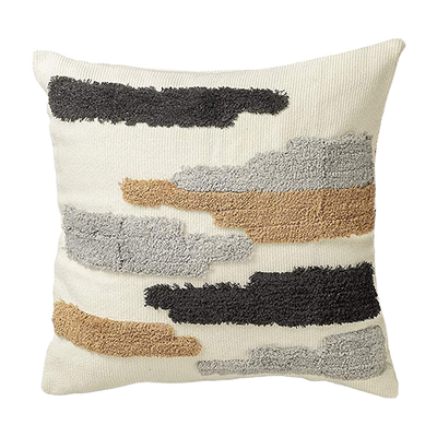 Grey and Coffee Tufted Pillow