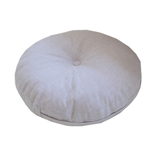 Off White Linen Pouf