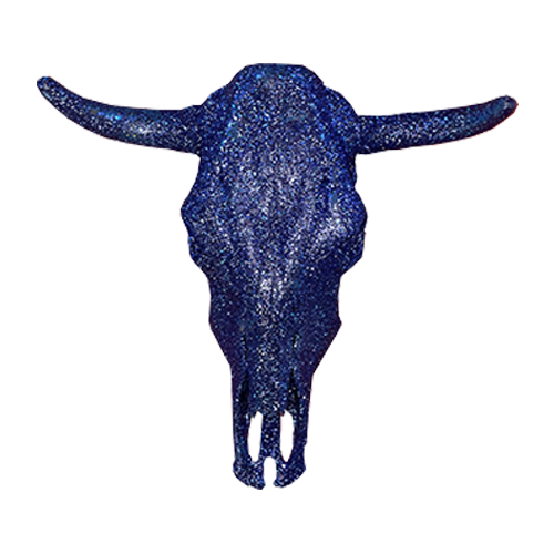 Cow Skull - Blue Glitter