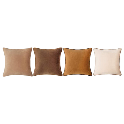 Set of (4) Brown & Beige Velvet Pillows