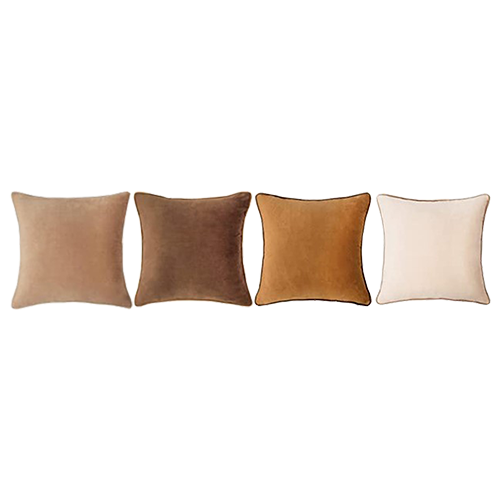 Set of (4) Brown & Beige Velvet Pillows