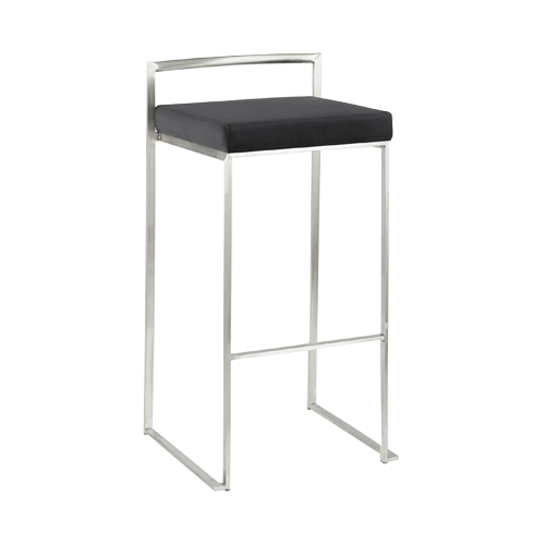 Black Velvet - Silver Bar Stool
