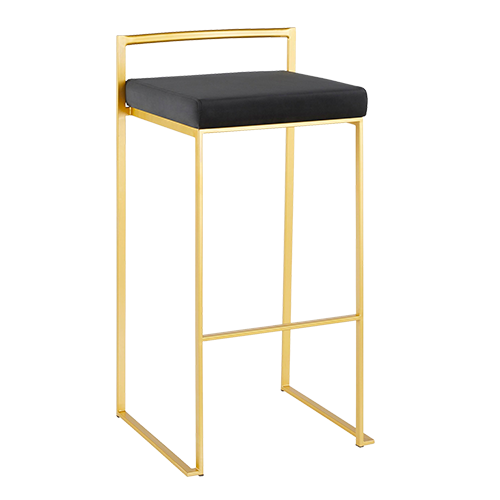 Black Velvet - Gold Bar Stool