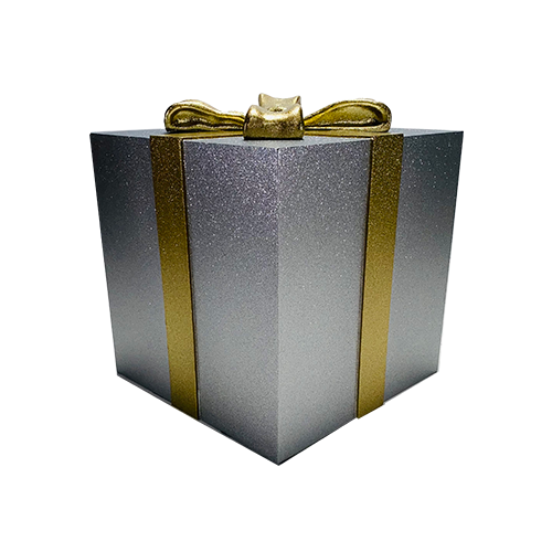 Silver Gift Box with Gold Bow