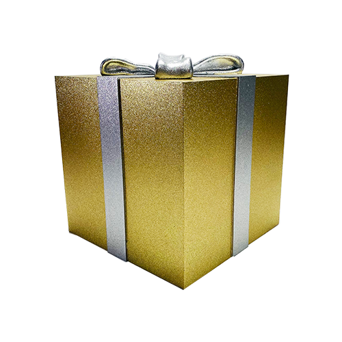 Gold Gift Box with Silver Bow