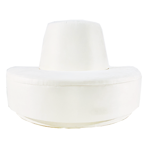 Half Round White Suede Banquette