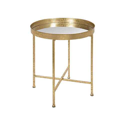 Gold Tray Mirrored End Table
