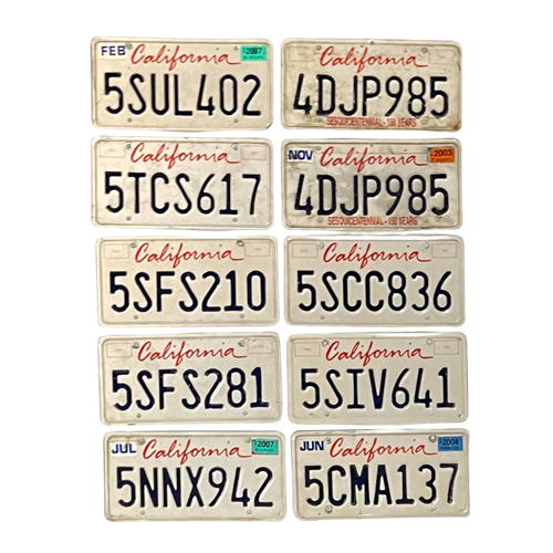 California License Plate Scatter Package (Set of 10)