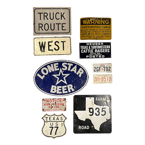 Set of Texas Road Signs