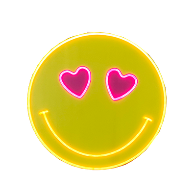 Smiley Face with Heart Eyes - LED Neon