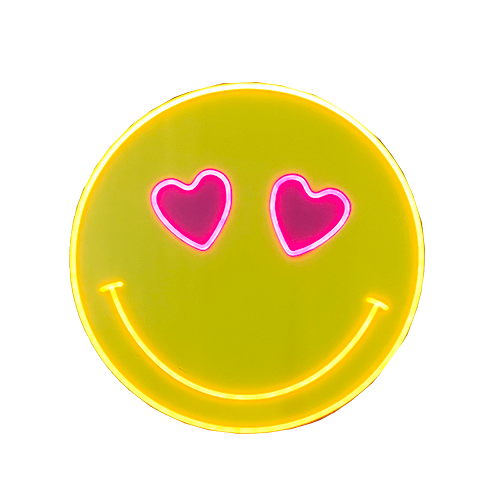 Smiley Face with Heart Eyes - LED Neon