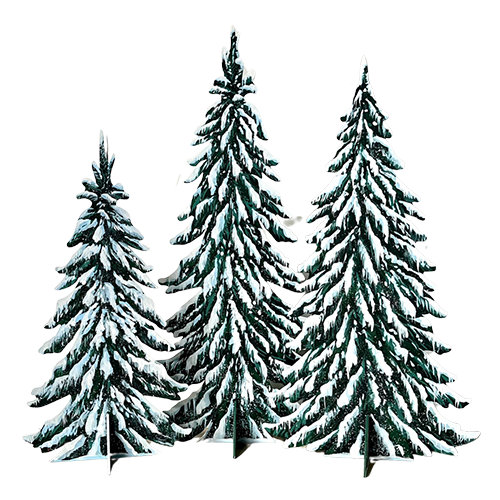 Flocked Scenic Tree Trio (Set of 3)