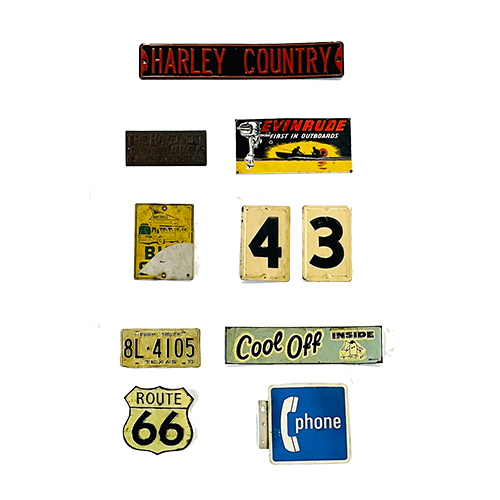 Set of Vintage Transportation Signs