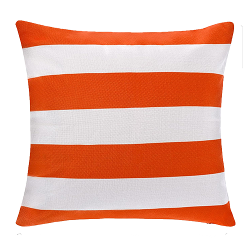 Orange and White Striped Pillow