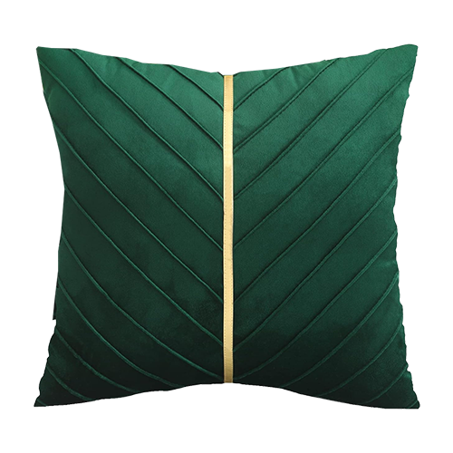 Green Velvet Pillow with Gold Stripe