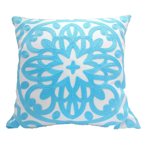 Embroidered Pillow - Blue